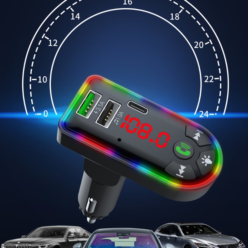 WU Car MP3 Music Player Bluetooth-compatible 5.0 FM Transmitter DC5V USB Charger