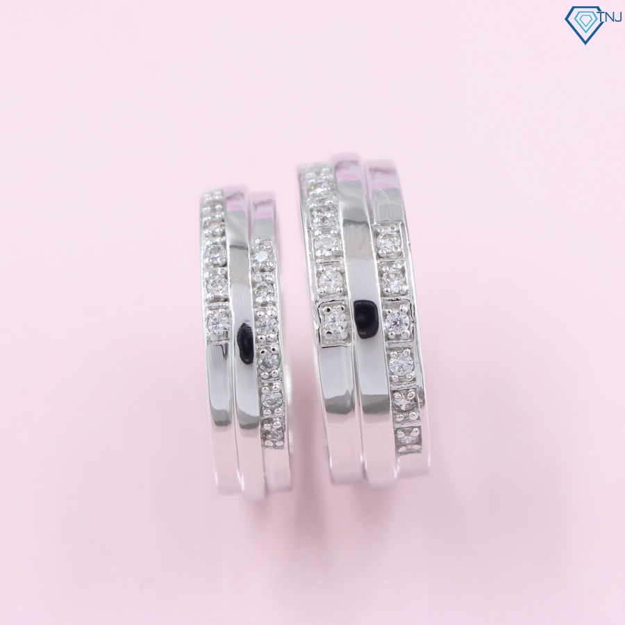 Nhẫn bạc đôi nam nữ đính đá khắc tên theo yêu cầu ND0315 Trang Sức TNJ