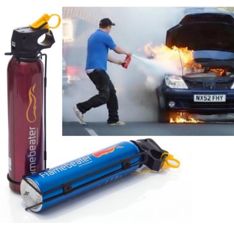Bình cứu hỏa mini cho xe hơi ô tô Flamebeater loại 1 bình 550g dập lửa bằng bột khô ammonium phosphate và nitrogen