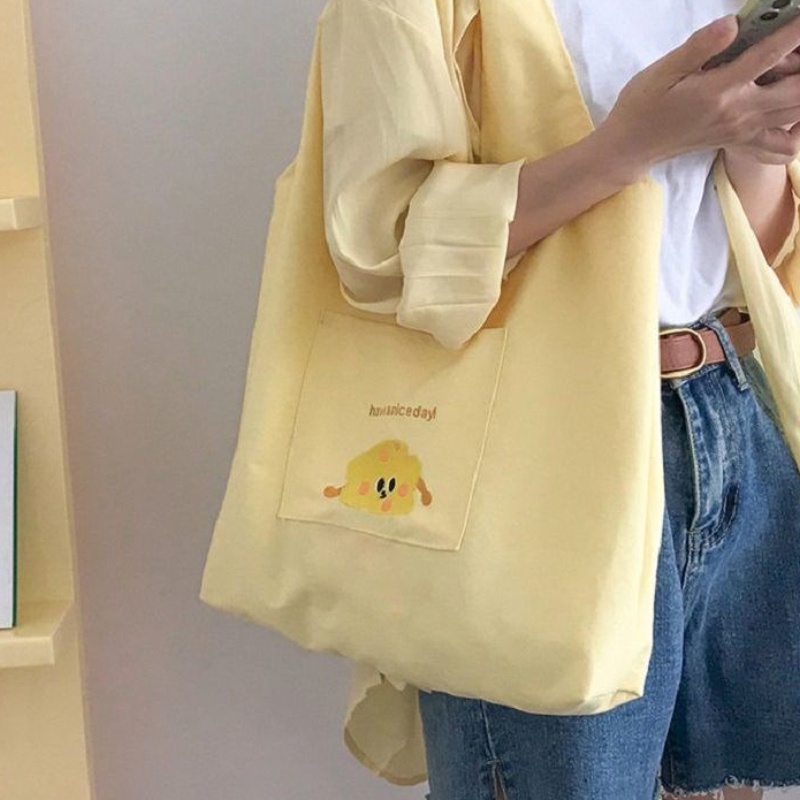 Túi Vải Canvas Thiết Kế Phong Cách Retro Nhật Bản Dễ Thương Dành Cho Học Sinh