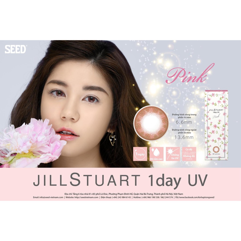 [1 hộp 5 cặp] Kính áp tròng 1 NGÀY Có màu JILLSTUART- SEED Nhật Bản độ từ -0.00 đến -10.00