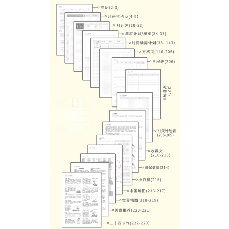 Bảng Kế Hoạch Hàng Tháng 2023 Kinbor A5 Bằng Da PU Mềm Màu Trơn Agenda 224P