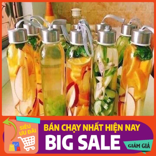 [LOẠI 1 - GIÁ HỦY DIỆT] Bình Nước Thủy Tinh, Chai Detox Có Dây Xách 500ml