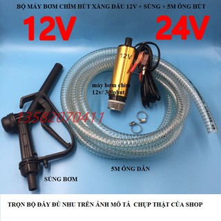 máy bơm chìm mini 12v - máy bơm xăng dầu mini kèm ống dẫn