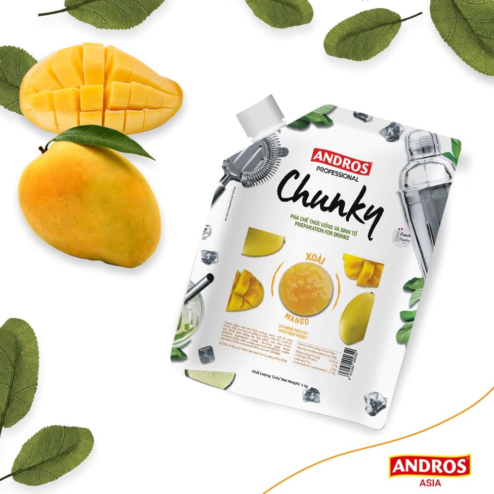 Mứt Trái Cây Pha Chế Xoài - Có miếng trái cây thật - ANDROS CHUNKY - 1kg