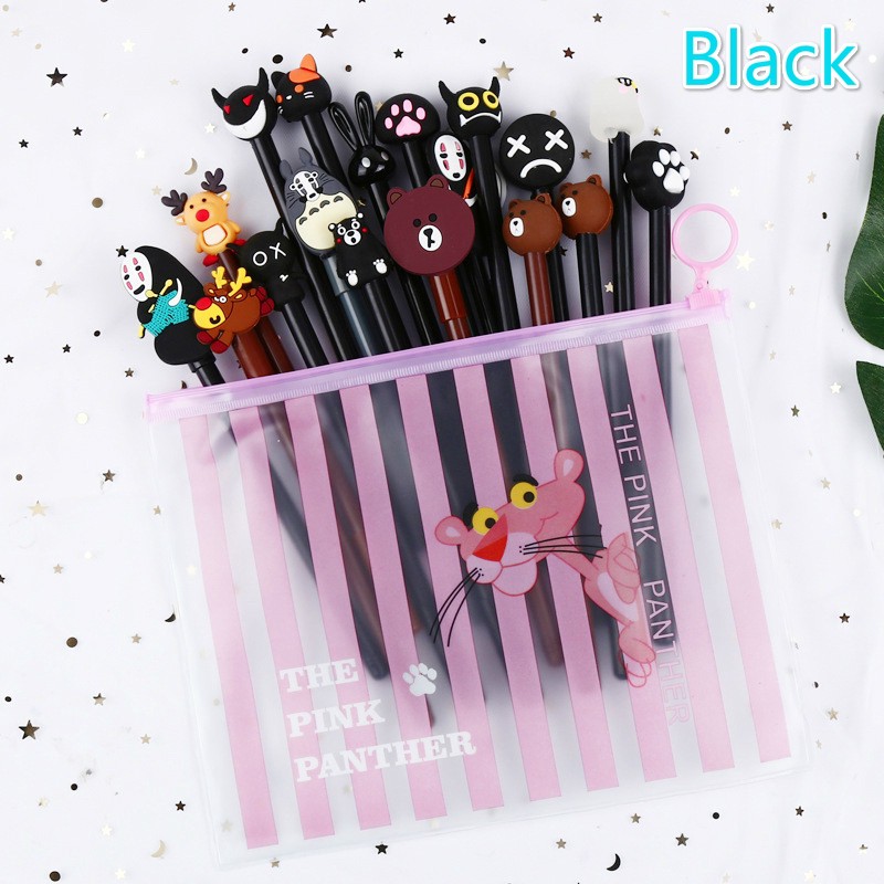 Set 20 bút mực gel ngòi 0.5mm đầu gắn hình con vật đáng yêu