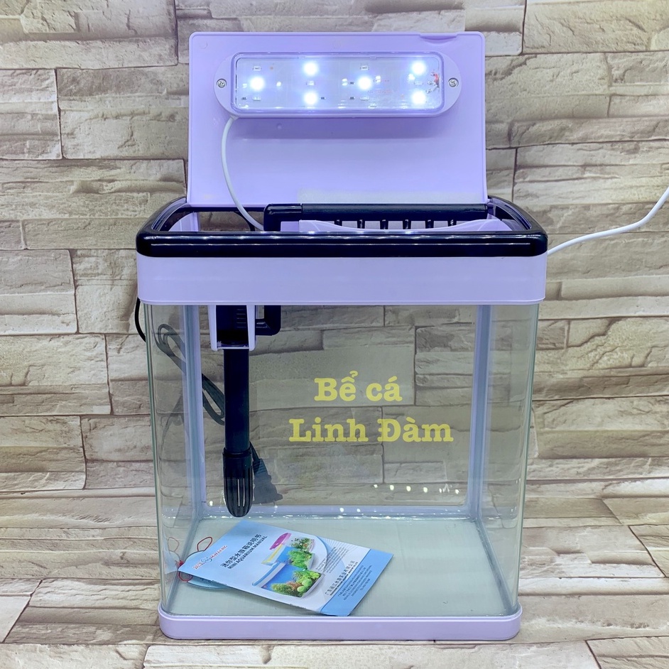Bể cá MJ 260 đủ bộ đèn, máng lọc, máy lọc cho cá cảnh, bể đúc có nắp