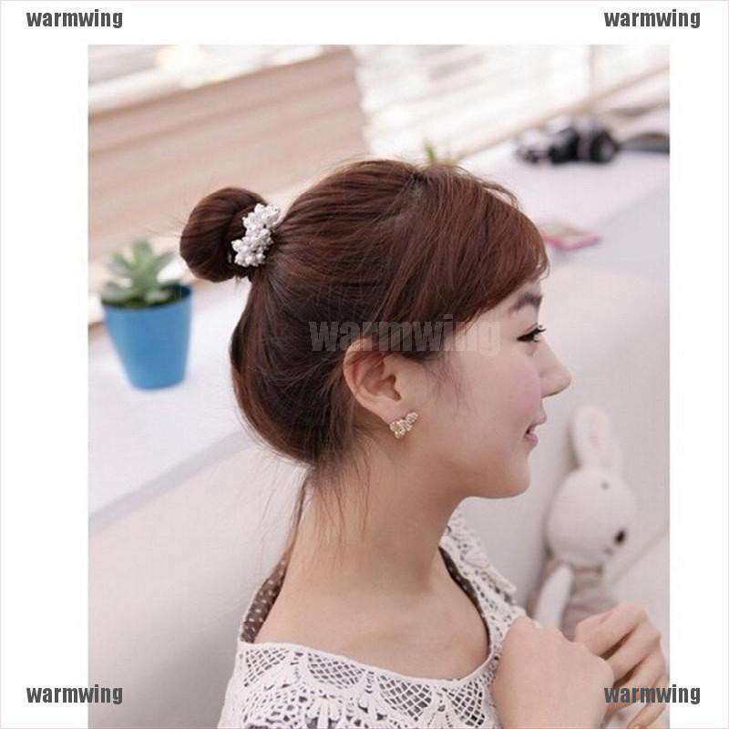 Bộ 2 Dây Cột Tóc Cao Su Co Giãn Đính Ngọc Trai Cho Nữ