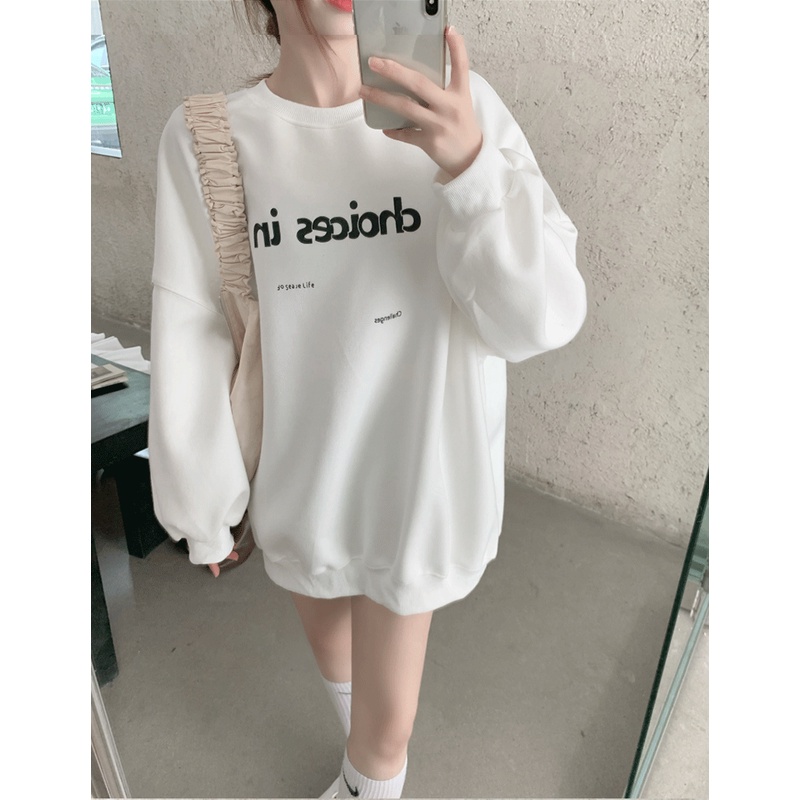 Áo sweater tay dài in chữ thiết kế đơn giản thời trang cho nữ | BigBuy360 - bigbuy360.vn