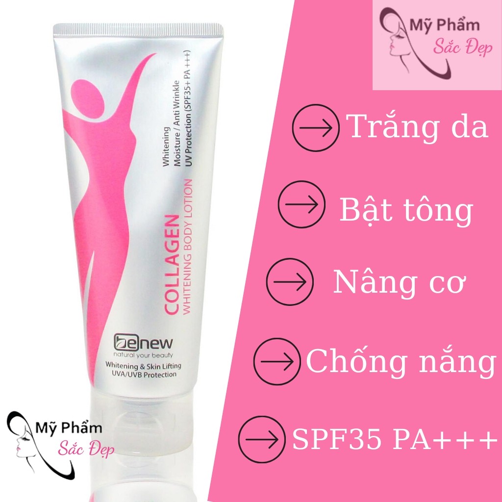 Kem Dưỡng Trắng Body BENEW Collagen Trắng da Bật tông Nâng cơ Chống nắng SPF35+ PA+++ Hàn Quốc 200ml