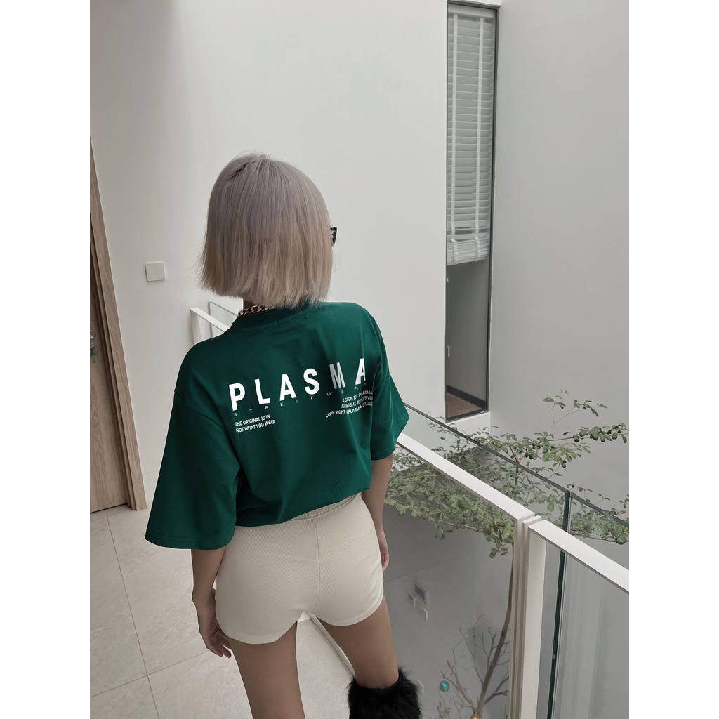 Áo thun Unisex PLASMA GREEN Tee phông nam nữ tay lỡ oversize form rộng