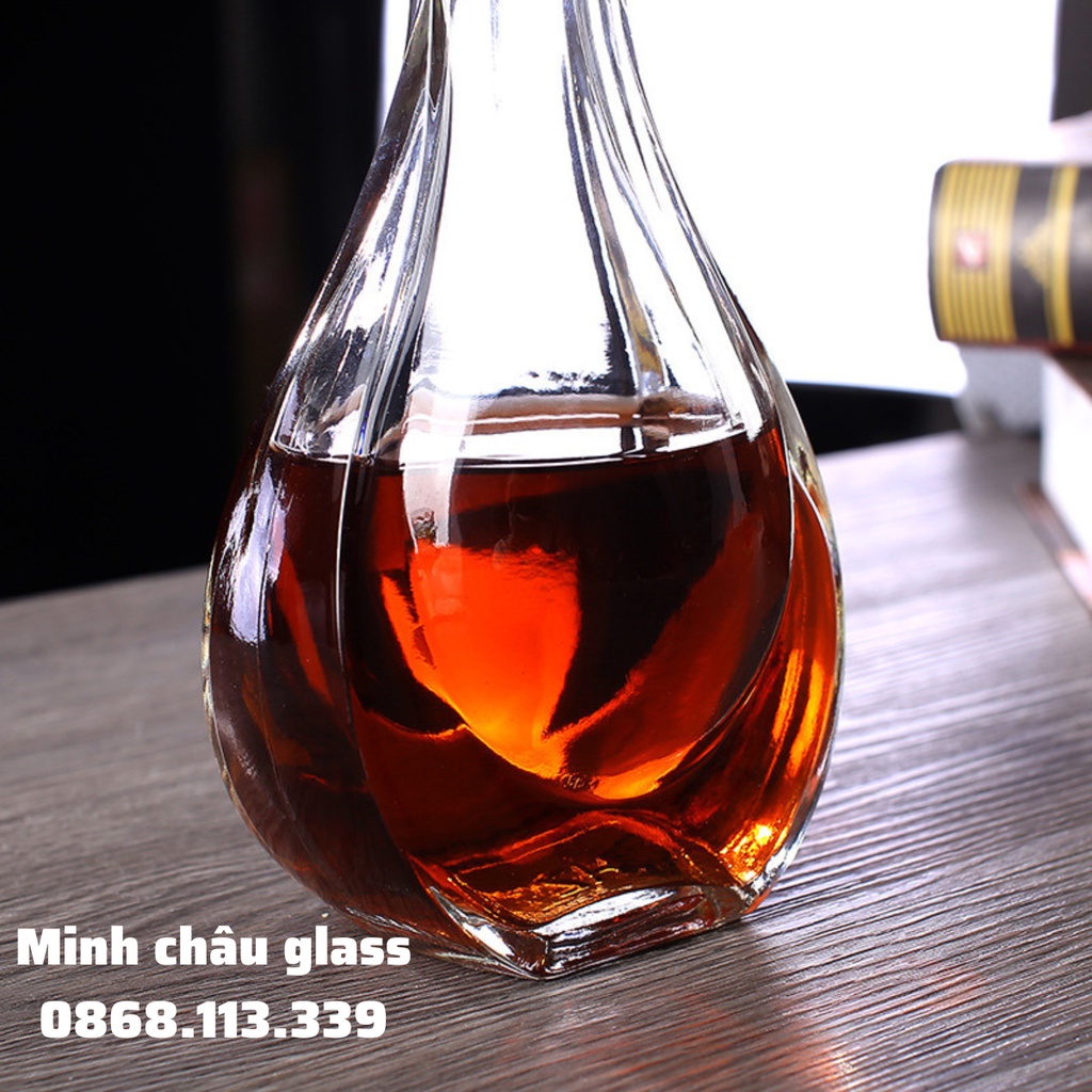 Chai Thủy Tinh Đựng Rượu Cao Cấp 500ml vỏ bình thủy tinh ngâm rượu tinh tế cực sang mẫu hình giọt nước 500ml đẹp