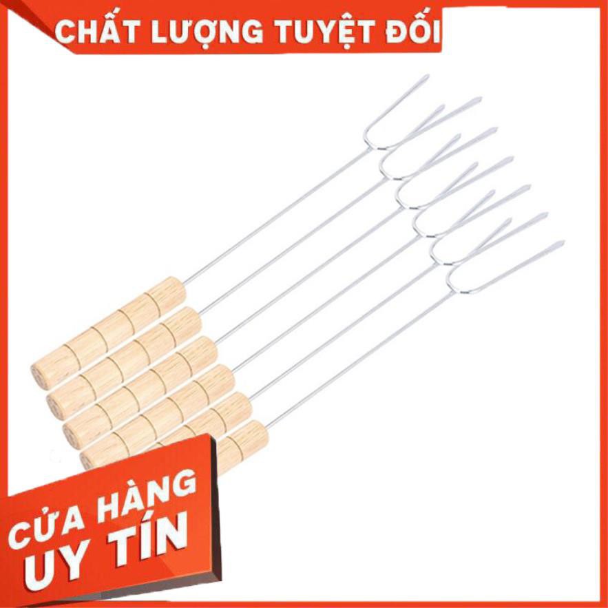 Xiên nướng cánh gà, xúc xích, xiên Nướng Thịt - Tay cầm gỗ chống nóng - TIỆN LỢI