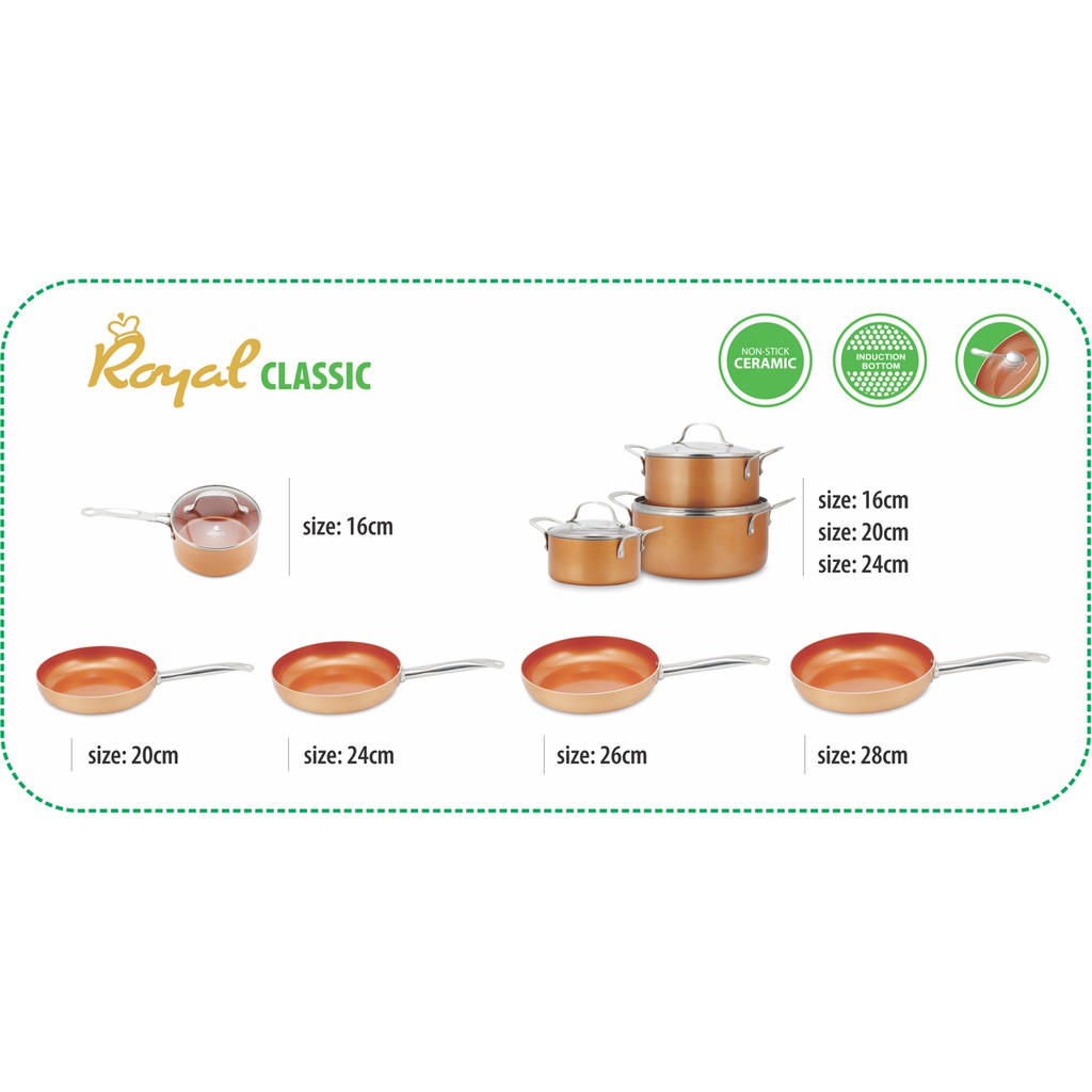 Chảo chống dính phủ sứ Royal Classic 4 size Elmich