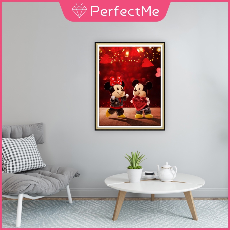 Bộ tranh đính đá 5D họa tiết hoạt hình Mickey Minnie độc đáo DIY 30x40cm