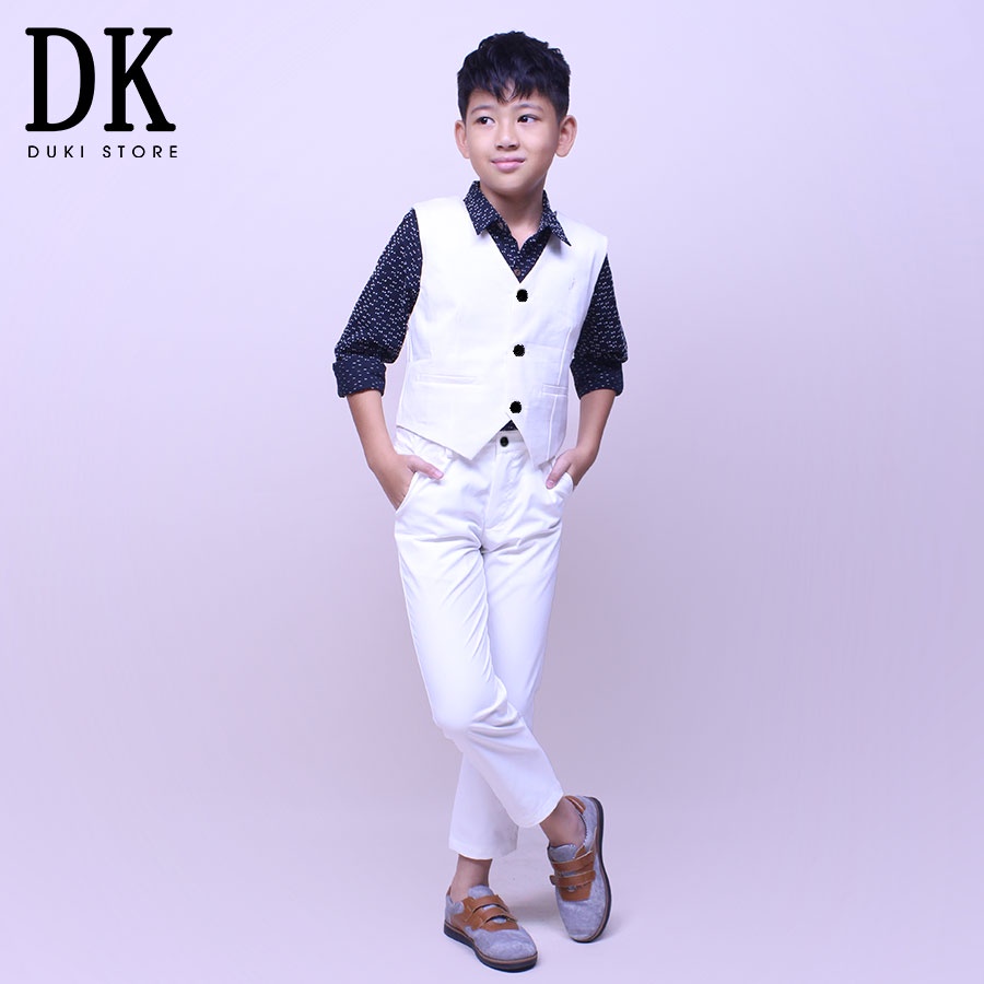 Bộ vest cho bé trai màu trắng 4 cúc Hàn Quốc siêu đẹp DKT0013 - DUKI STORE