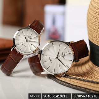 💖 đồng hồ nam sunrise srwatch sg1056.4102te dây da nâu size 39mm