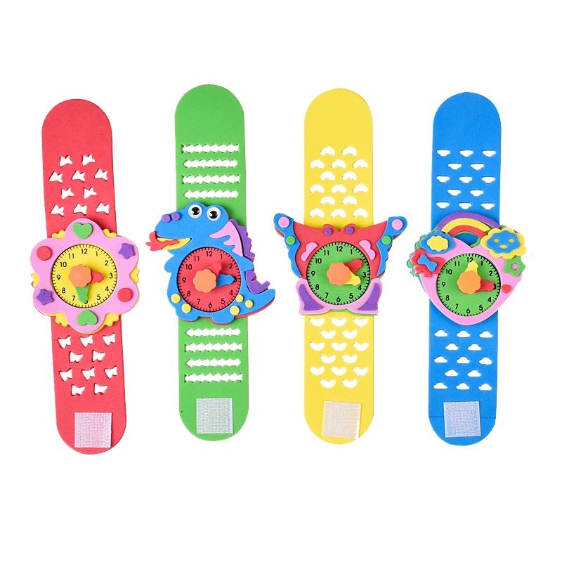 IELGY Children's creative handmade early education puzzle diy material package cartoon watch toy
