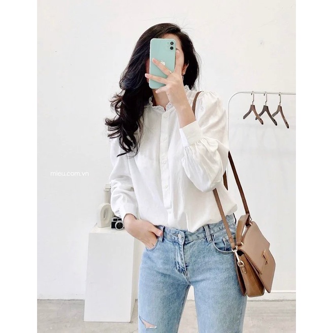 [ Miều ] Áo kiểu cổ tàu Grace Shirt