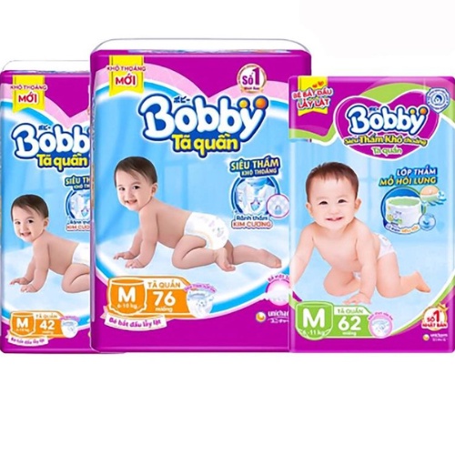 Tã quần / dán Bobby chính hãng dành cho bé ( size NB1/S80/M76/L68/XL62/XXL56/XXXL32 )-( Bỉm Bobby )