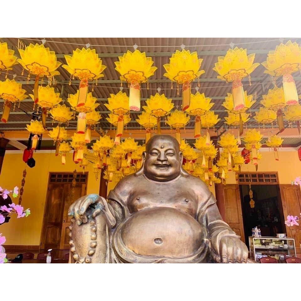 Lồng đèn sen treo trang trí - 10 bông/dây - kèm thiệp - bóng đèn