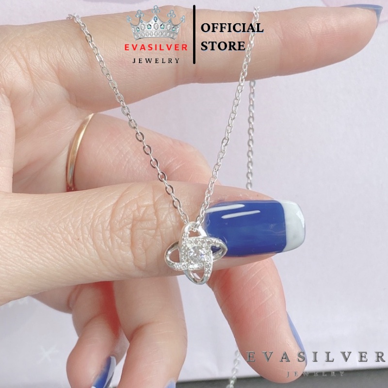 Dây chuyền bạc nữ mặt đính đá, chất liệu bạc ta cao cấp - Trang sức bạc Evasilver