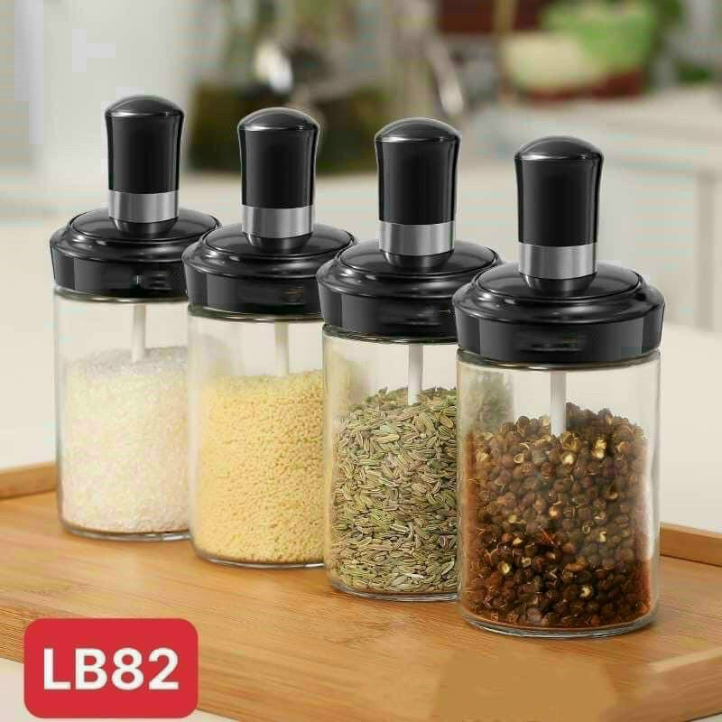 Lọ Đựng Gia Vị Thuỷ Tinh Kèm Thìa Tiện Lợi