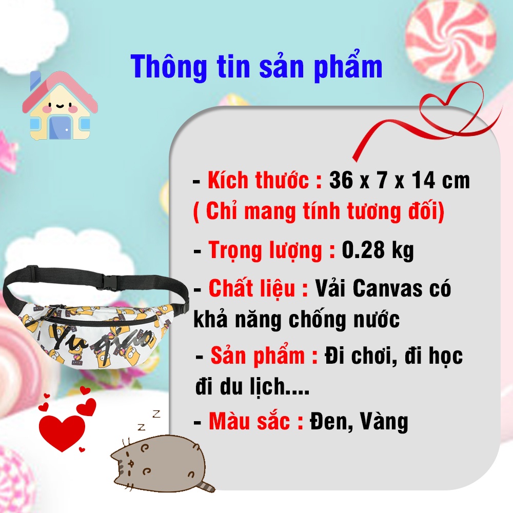 Túi Đeo Chéo Nam Nữ Unisex Túi Bao Tử Đeo Hông Vải Canvas Chống Nước Thời Trang Hot Nhất 2022
