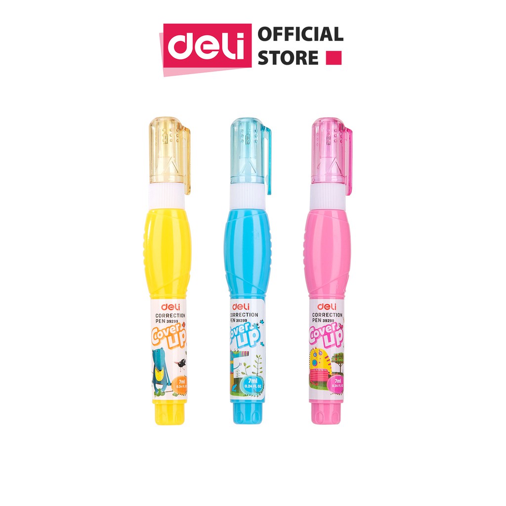 Bút xoá nước 7ml Deli, Hồng/Xanh/Vàng - 1 cái - E39299