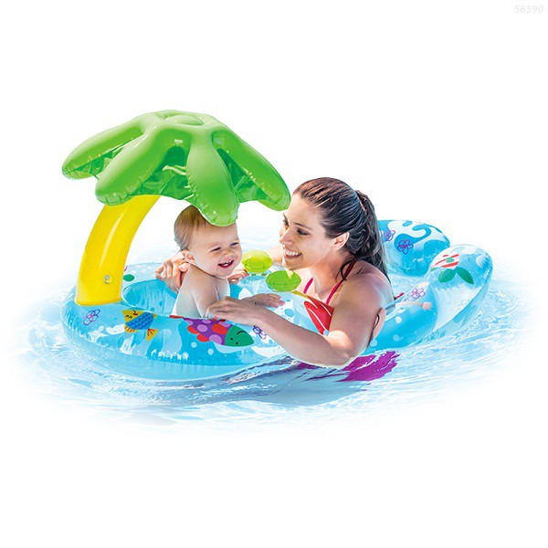 Phao bơi đôi mẹ và bé xỏ chân mái che hình lá INTEX 56590