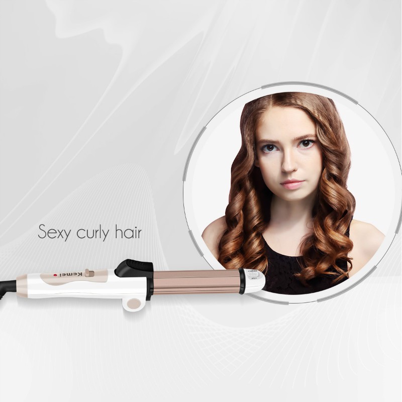 Máy duỗi uốn và bấm tóc 3 trong 1 Kemei mini có thể gấp gọn được tiện lợi