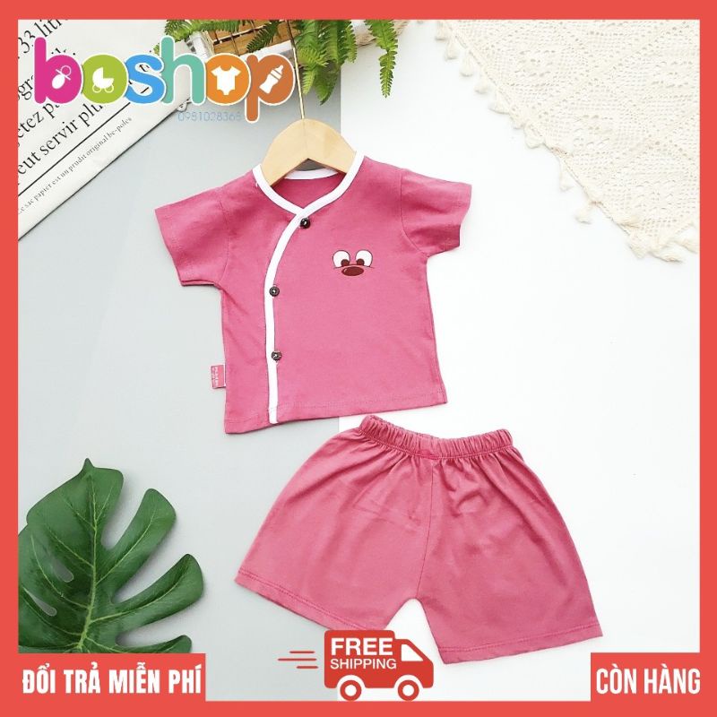 Bộ Quần Áo Cộc Sơ Sinh Cotton MĐ, Màu Trơn 2023