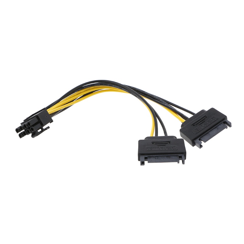 Psy 10Pcs Dual 15Pin SATA To PCI-E 8Pin (6Pin + 2Pin) ideo Card Power Adapter Cable