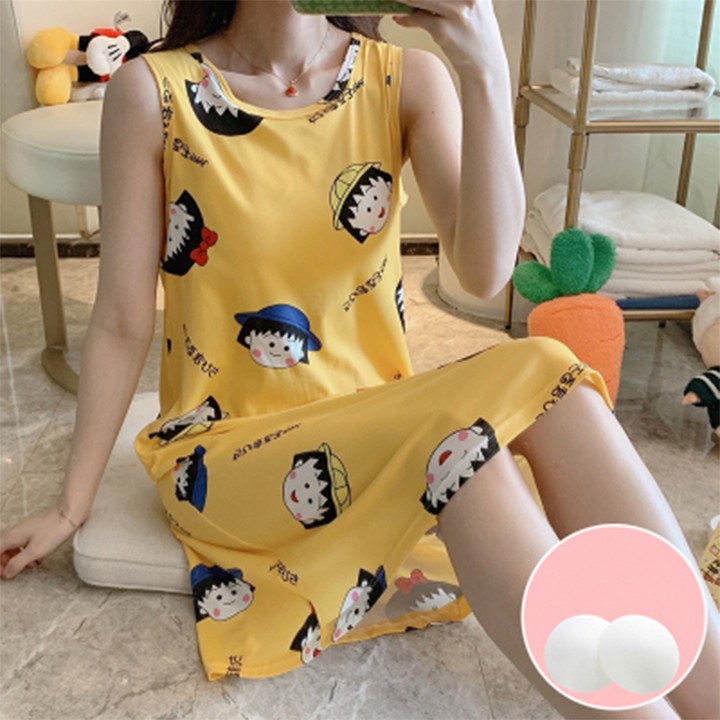 [CÓ ĐỆM NGỰC] Váy Ngủ, Váy Mặc Nhà Sát Nách - Mềm, Nhẹ - Thoải Mái - Phong Cách Hàn | BigBuy360 - bigbuy360.vn