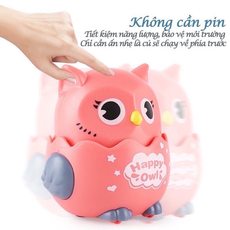 Cú mèo màu hồng chạy cót 7x6.5x8cm