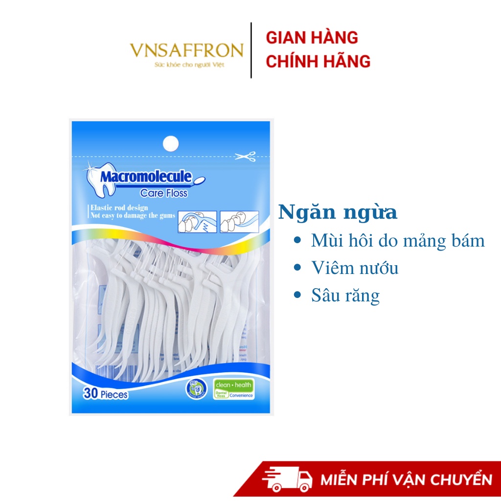 Tăm chỉ nha khoa  Marcomolecule Floss Picks 30 cái ngăn ngừa viêm nướu, hơi thở có mùi, chảy máu chân răng