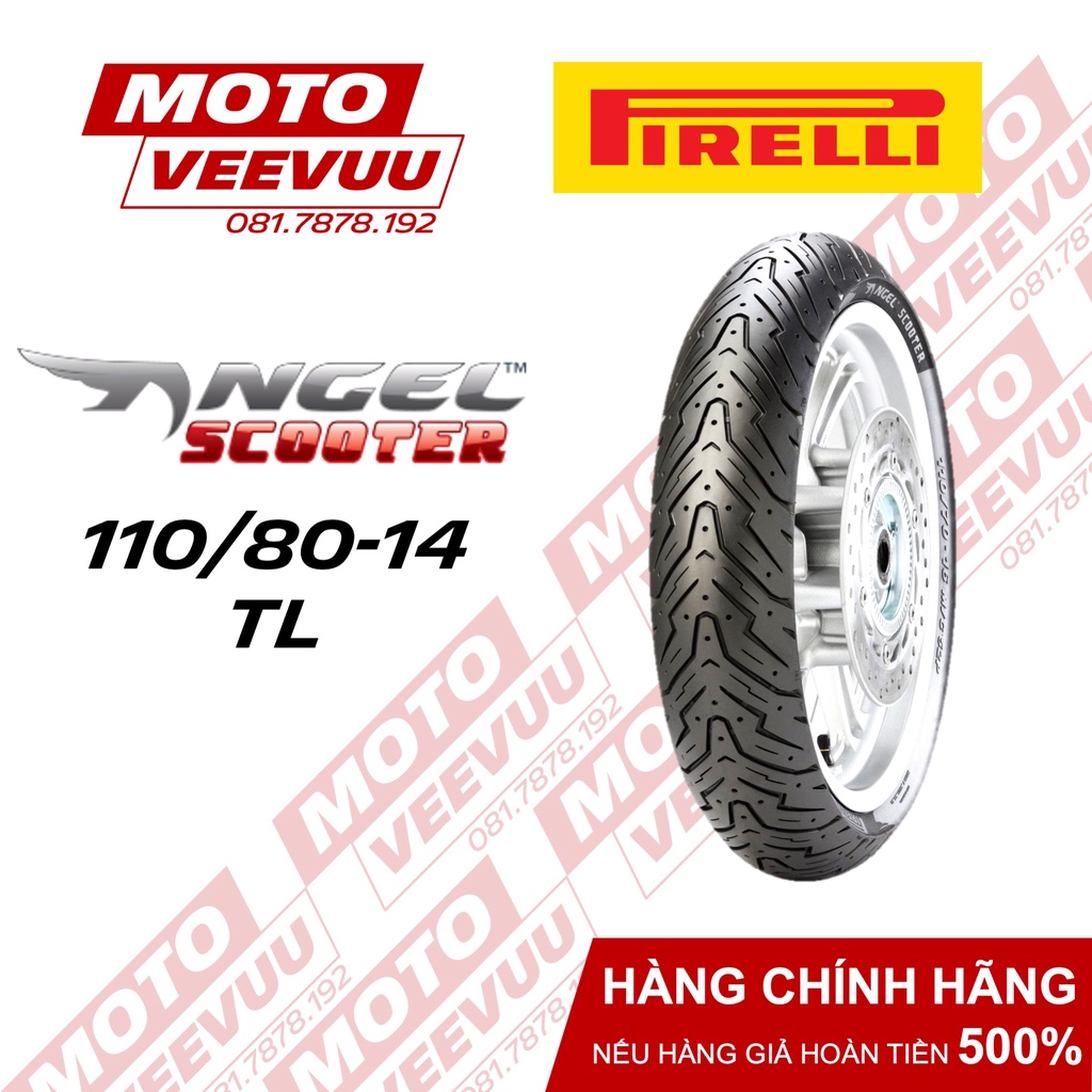 Vỏ lốp xe máy Pirelli 110/80-14 TL Angel Scooter (Lốp không ruột)