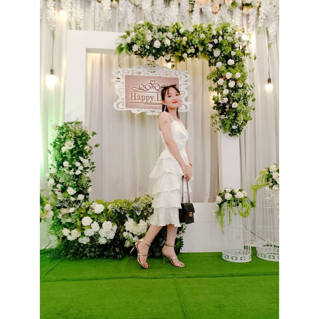 [ xả kho ] MiD Đầm 2 dây trắng V1095 Mie Design ảnh thật