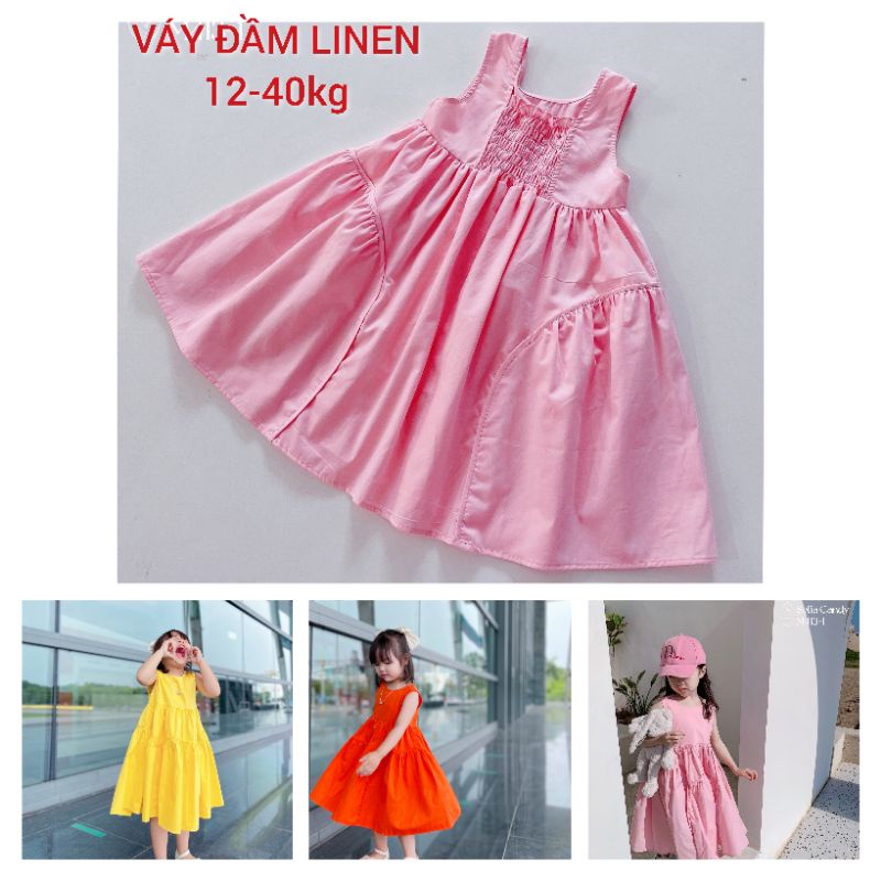 Đầm váy đi chơi xòe rộng bé gái vải mềm nhập haivanco màu tươi sáng mềm mại và thoáng mát đi học đi chơi đều đẹp