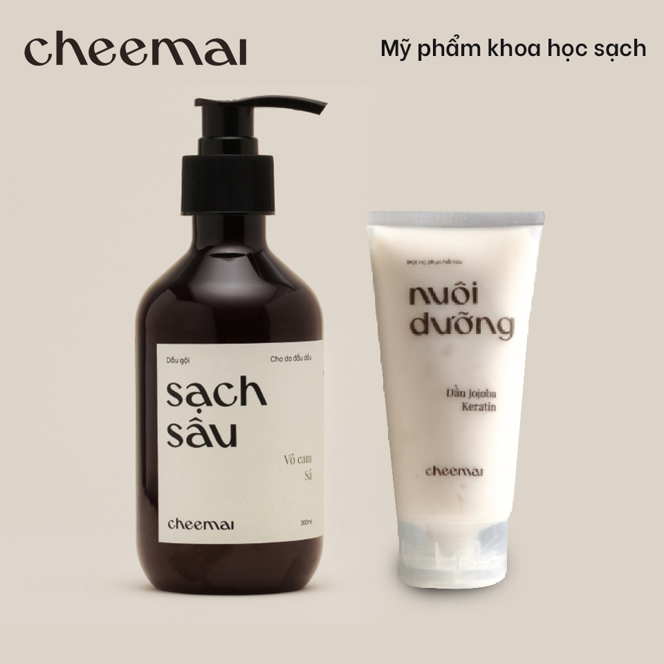 Combo 2 sản phẩm Gội - Ủ cho tóc dầu, dưỡng ẩm, phục hồi, làm suôn mượt, chống gãy rụng tóc - Sạch Sâu CHEEMAI Việt Nam