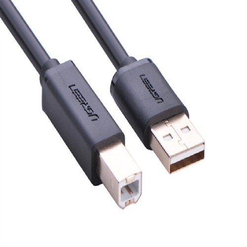 Dây máy in mạ vàng USB 2.0 chuẩn A đực sang chuẩn B đực dài 1.5M UGREEN US135 10350 (đen) - Hàng chính hãng