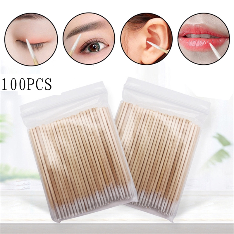 Set 100 tăm bông làm sạch tai/mắt/môi đa năng tiện dụng