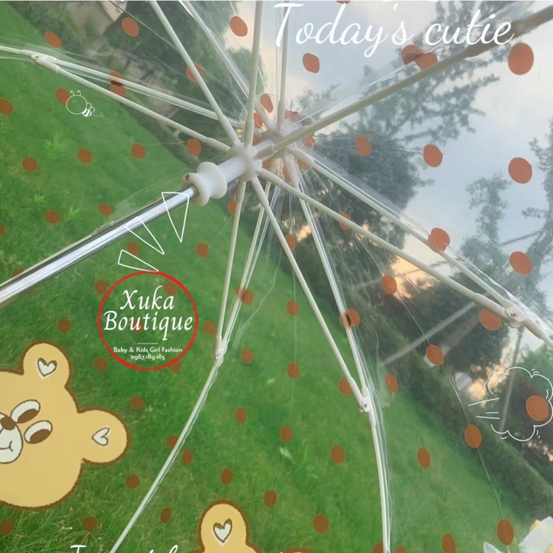 Ô Che Nắng Che Mưa Cho Bé style Hàn Quốc Ô dù trong suốt tay cầm dài