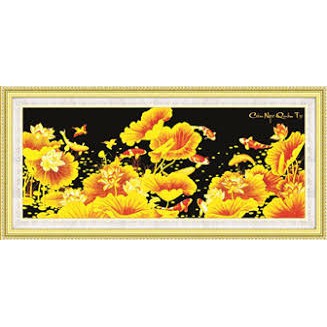 Tranh đính đá cửu ngư quần tụ YN0079