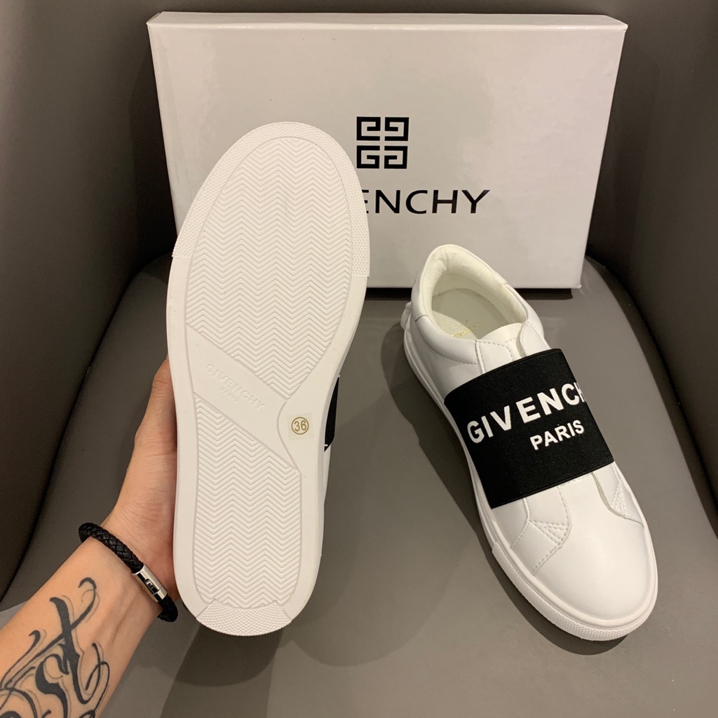 GIVENCHY Giày Thể Thao Đế Bằng Buộc Dây Màu Trắng Đen Thời Trang Cho Cặp Đôi