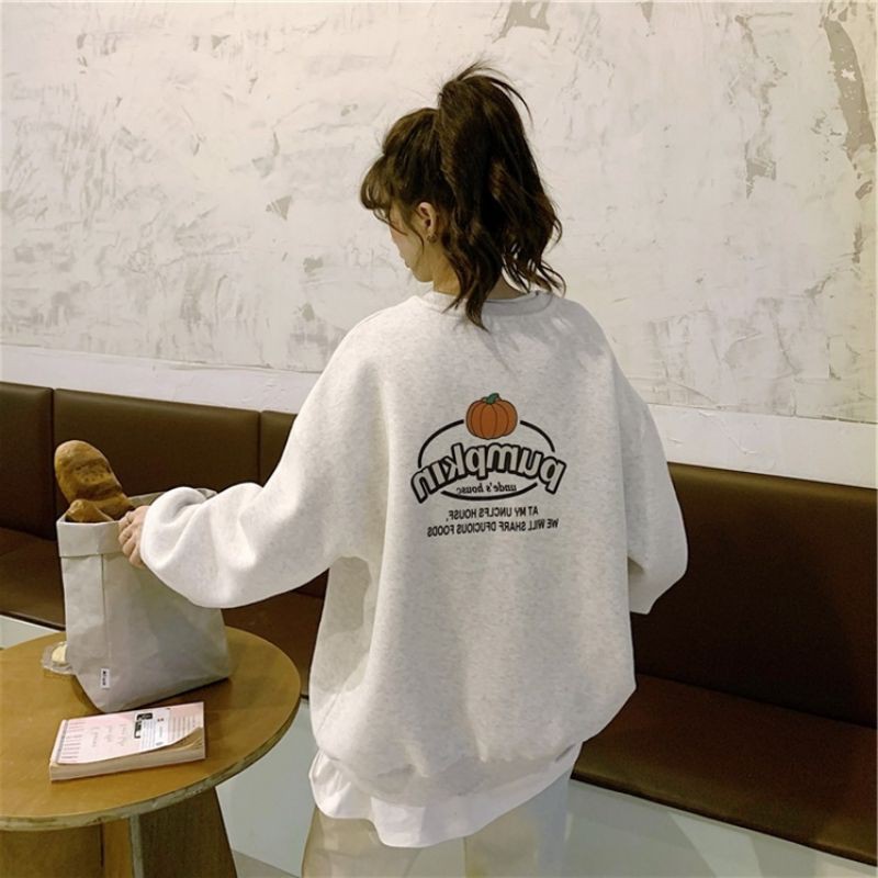 (FREESHIP + ẢNH THẬT) ADHD00014 Áo hoodie Bí Ngô Tini tay dài dáng dài rộng màu trơn phong cách Hàn Quốc siêu cute | BigBuy360 - bigbuy360.vn