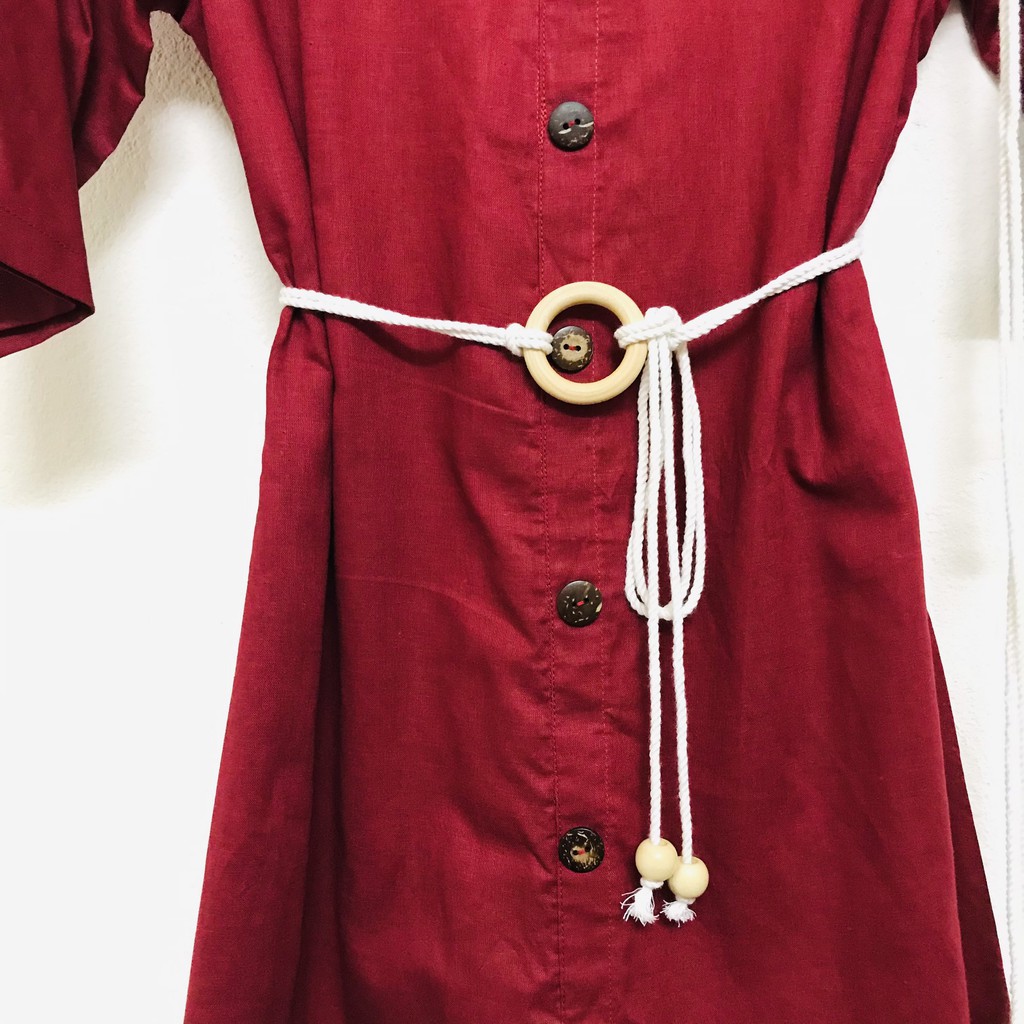 Dây nịt váy mặt gỗ tròn vintage