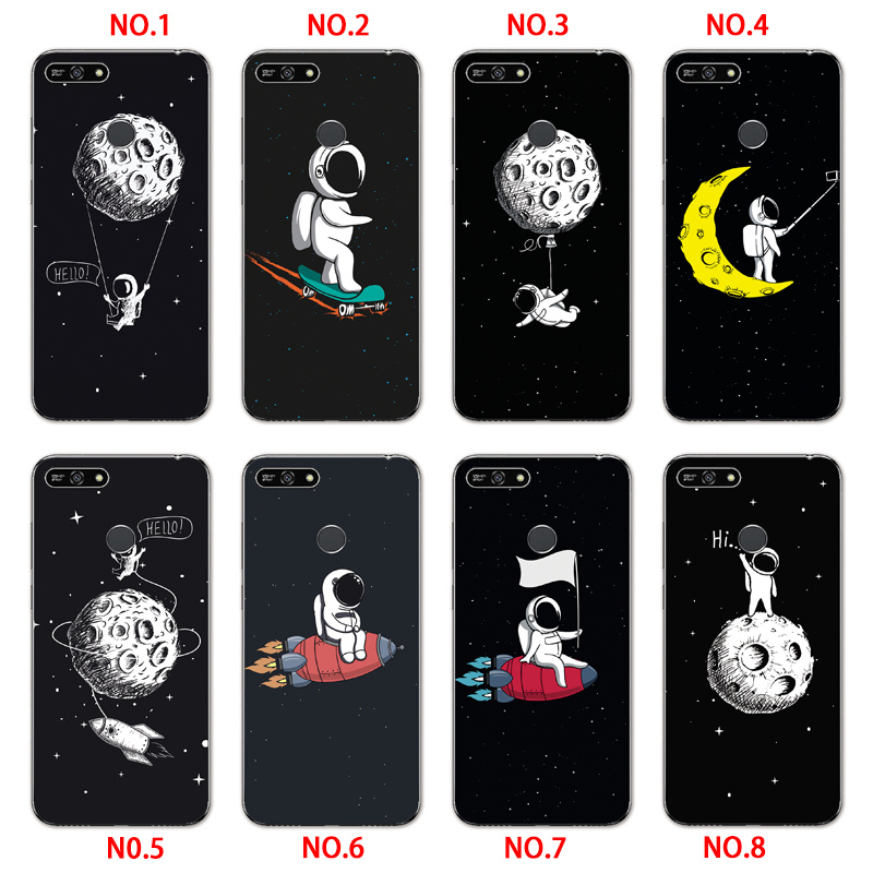 Huawei Y7 Prime 2018/Honor 6X 6C /GR3 GR5 2017/Enjoy 6 6S 5 5S Y6 Pro INS Cute Cartoon Astronaut Soft Silicone TPU Phone Casing Lovely Starry sky Case Back Cover Couple