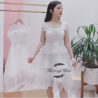 Váy đầm nữ ❤️ FREESHIP ❤️ Váy ren hở vai cách điệu - Đầm nữ ren tầng tiểu thư
