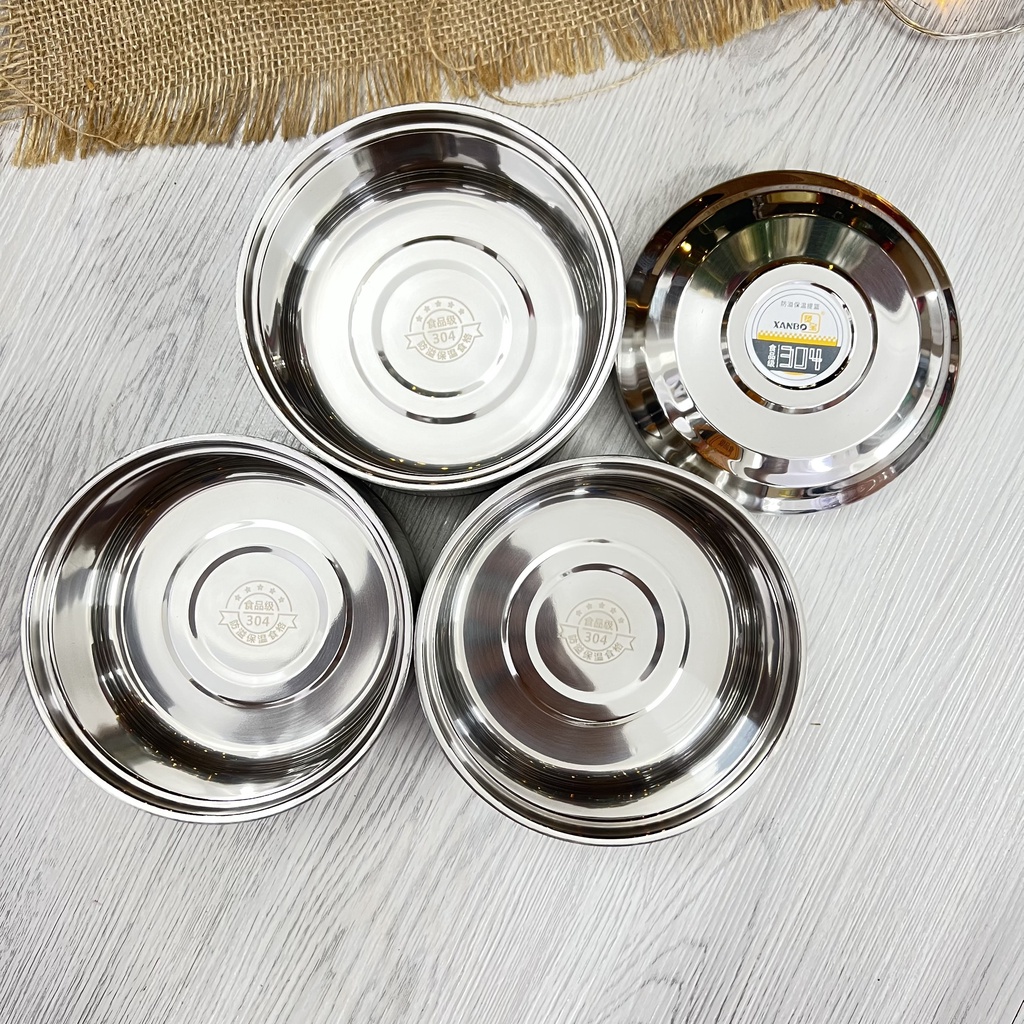 Hộp đựng cơm Inox 304 LOẠI XỊN không gỉ 3 ngăn có nắp đậy và quai xách tiện lợi - CÀ MÊN INOX 304 GIỮ NHIỆT CAO CẤP